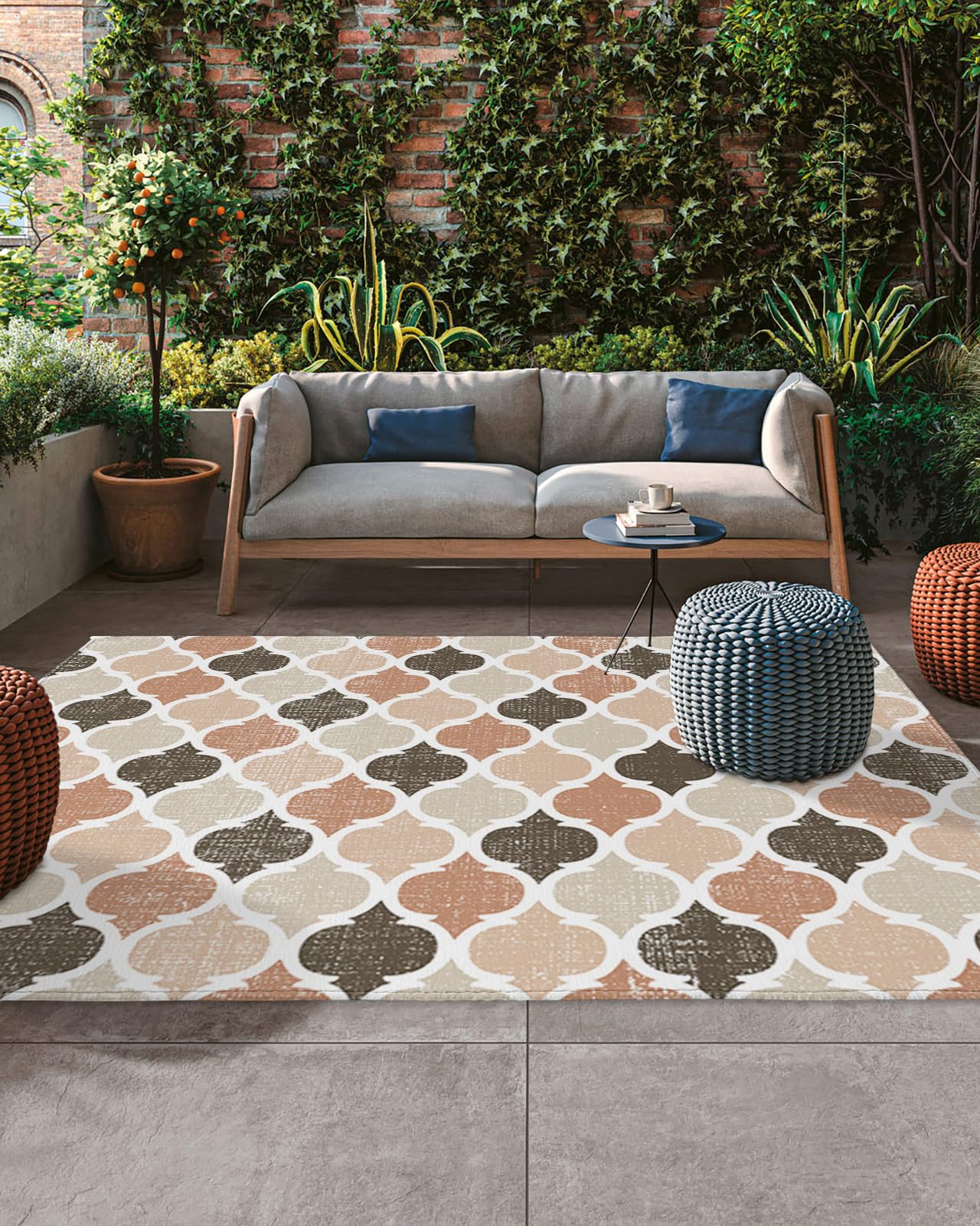 Amazon.com: 5x8 Outdoor Rug Waterproof for Patio Moroccan Plaid
